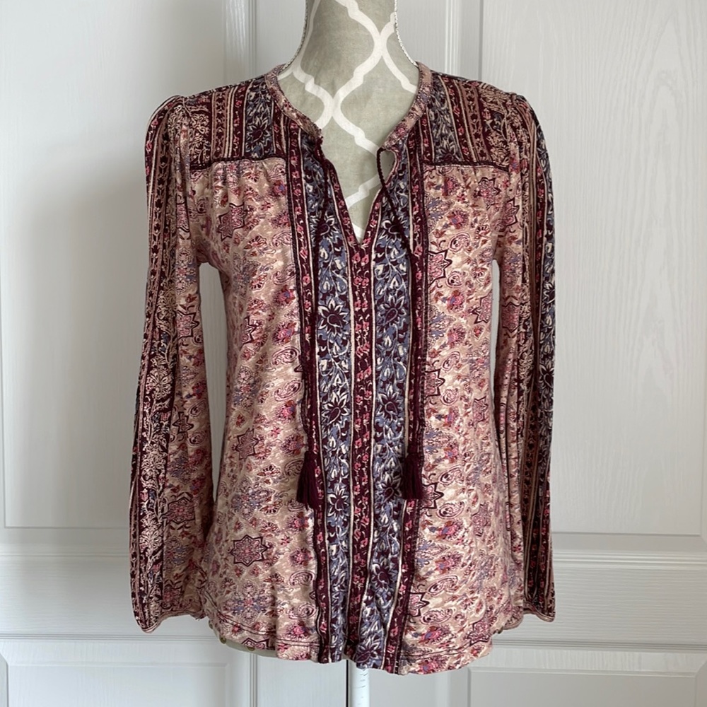 Lucky Brand Boho Peasant Top Medium